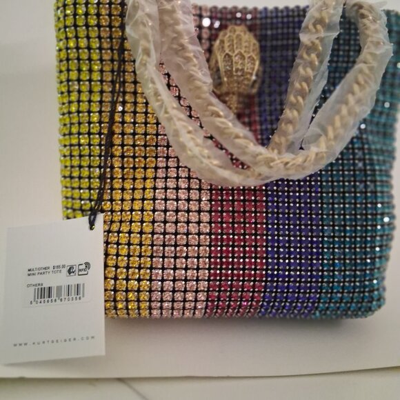 Kurt Geiger London Small Block Party Rainbow Rhinestone Mini Tote Bag - Picture 4 of 7